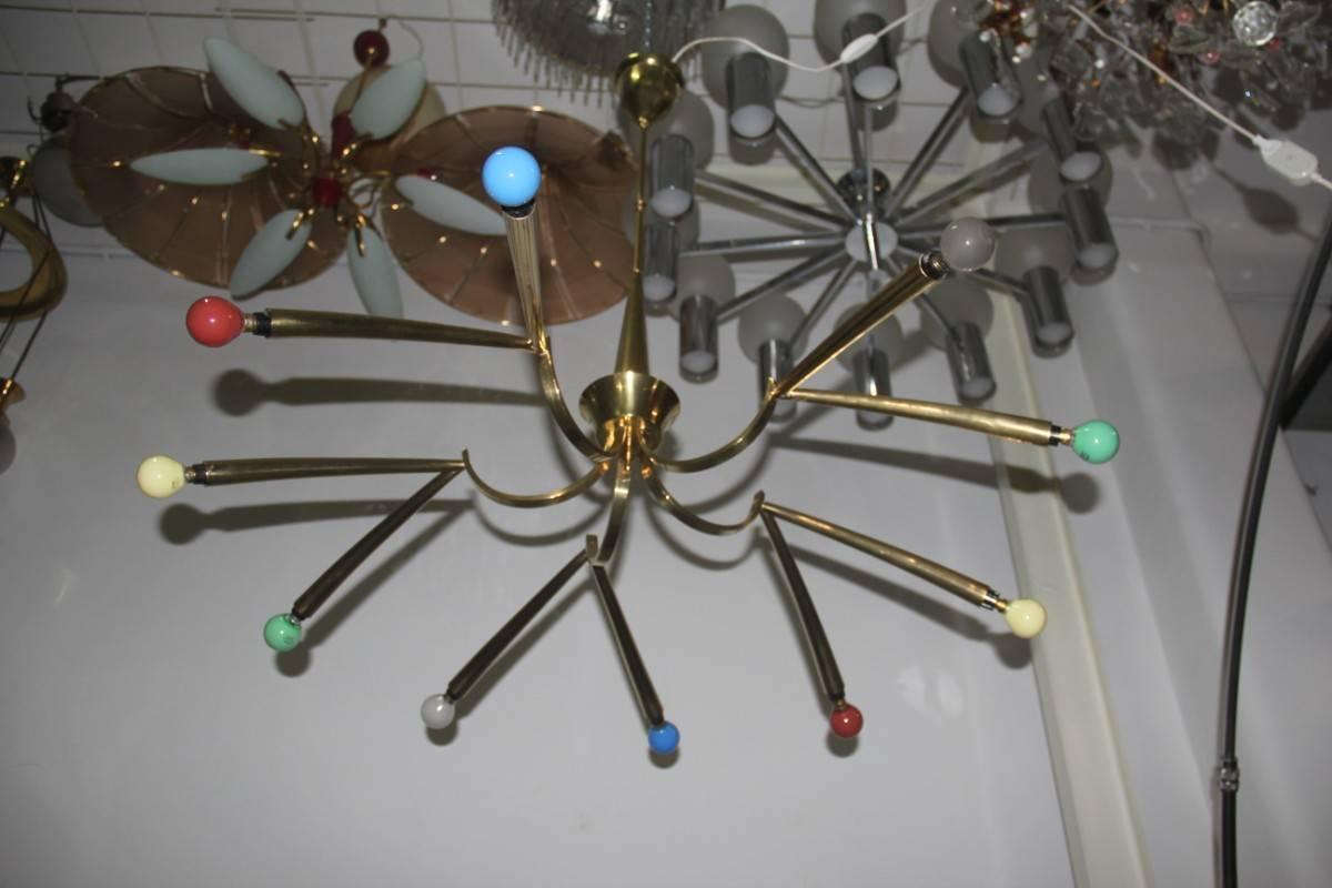 Big Oscar Torlasco Chandelier Italian Brass Design In Excellent Condition For Sale In Palermo, Sicily