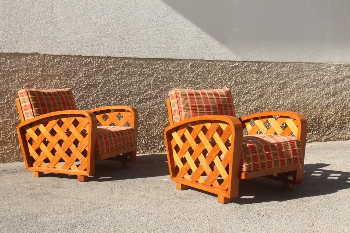 Chestnut Pair of Elegant Paolo Buffa Armchairs Midcentury Italian Design