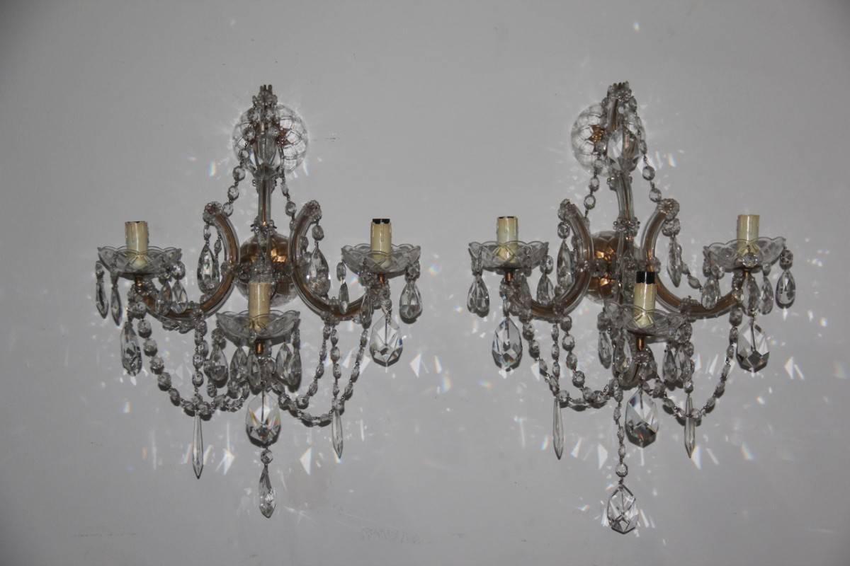 Mid-20th Century Maria Theresa Big Pair of Sconces 1940s Very Elegant and Chic Design