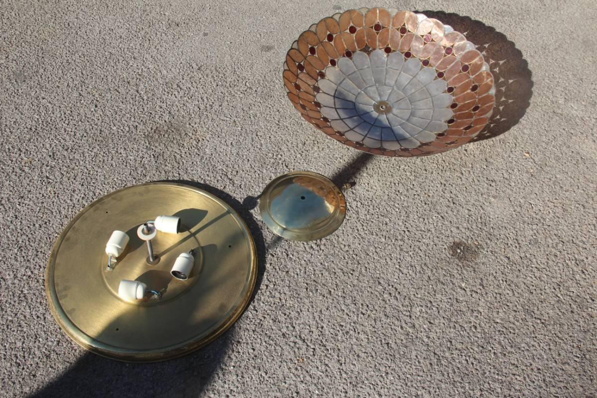 Mid-Century Modern Mother-of-Pearl Ceiling Lamp Made Entirely by Hand Old Design For Sale