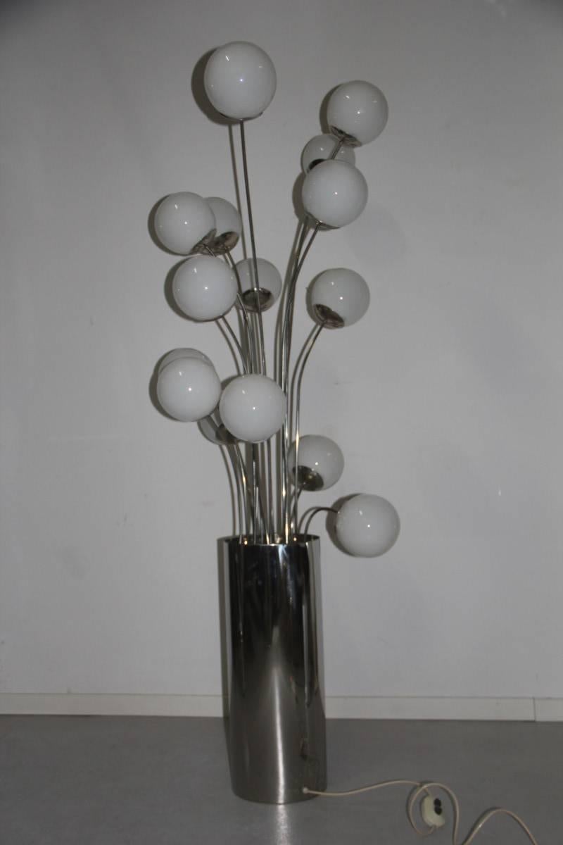 Art Glass 1970 Floor Lamp Pia Guidetti Crippa for Lumi Italian Design Metal Chrome Glass 