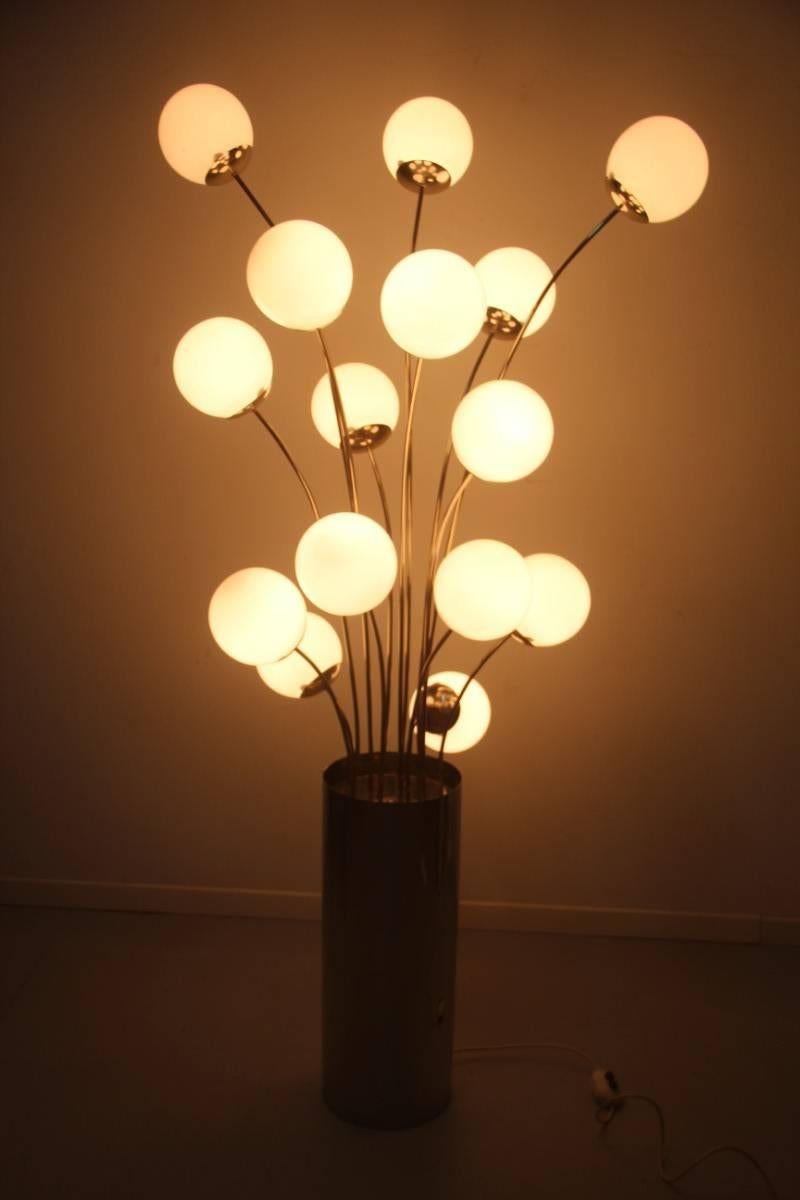 1970 Floor Lamp Pia Guidetti Crippa for Lumi Italian Design Metal Chrome Glass  3