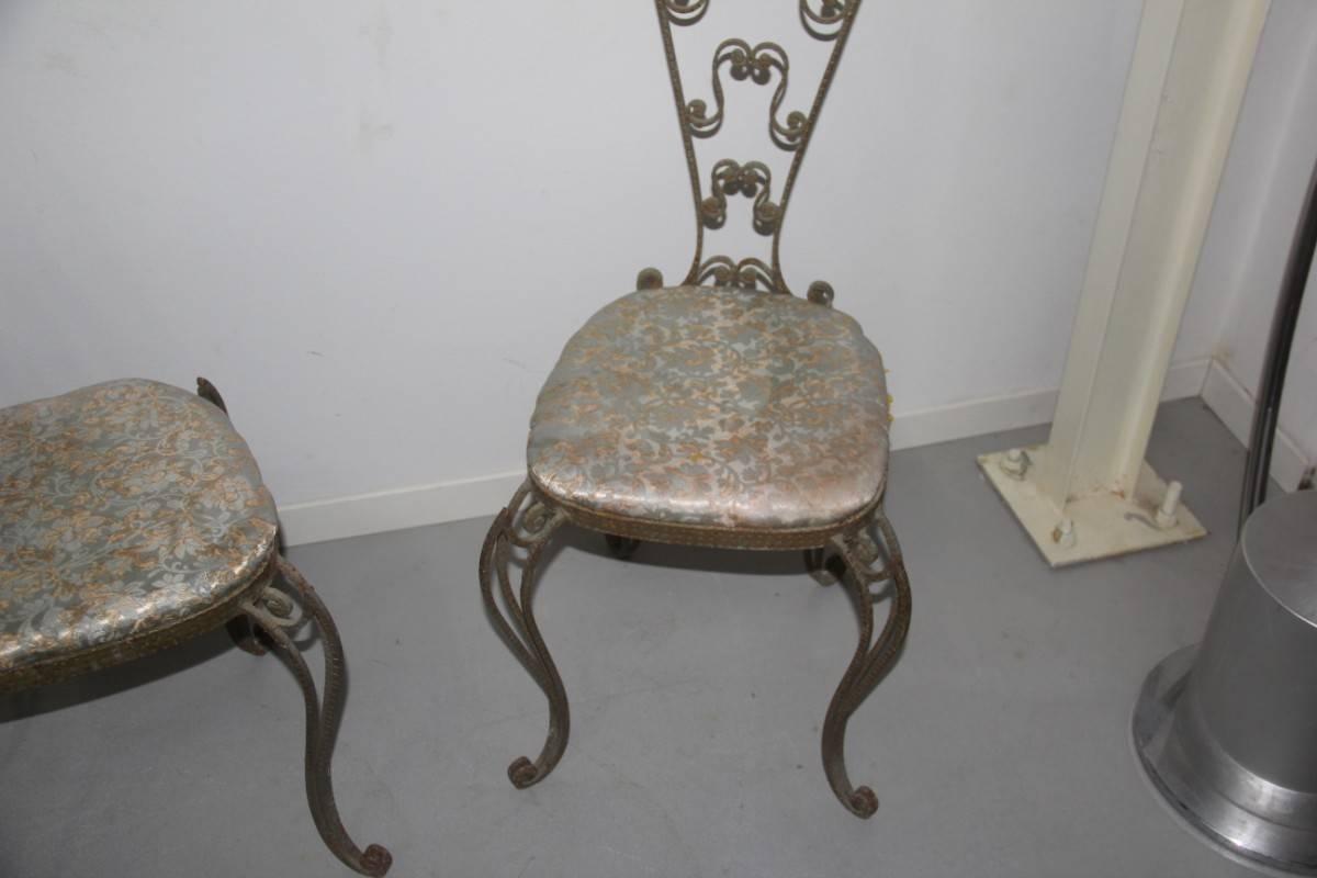 Italian Pair of High Backrest Metal Chairs by Pier Luigi Colli For Sale