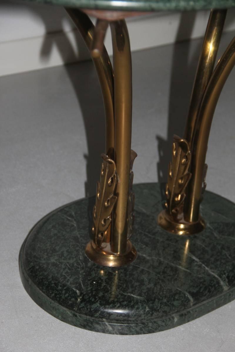 Brass Green Marble Coffee Table Italian Design Borsani Style Mid-Century Modern