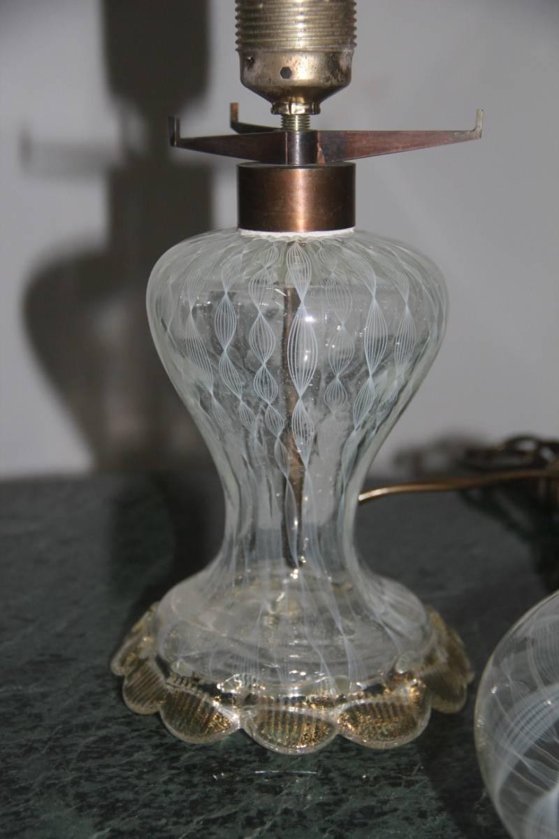 Mid-20th Century Murano Glass Table Lamp Attributed  Paolo Venini Italian Design  For Sale