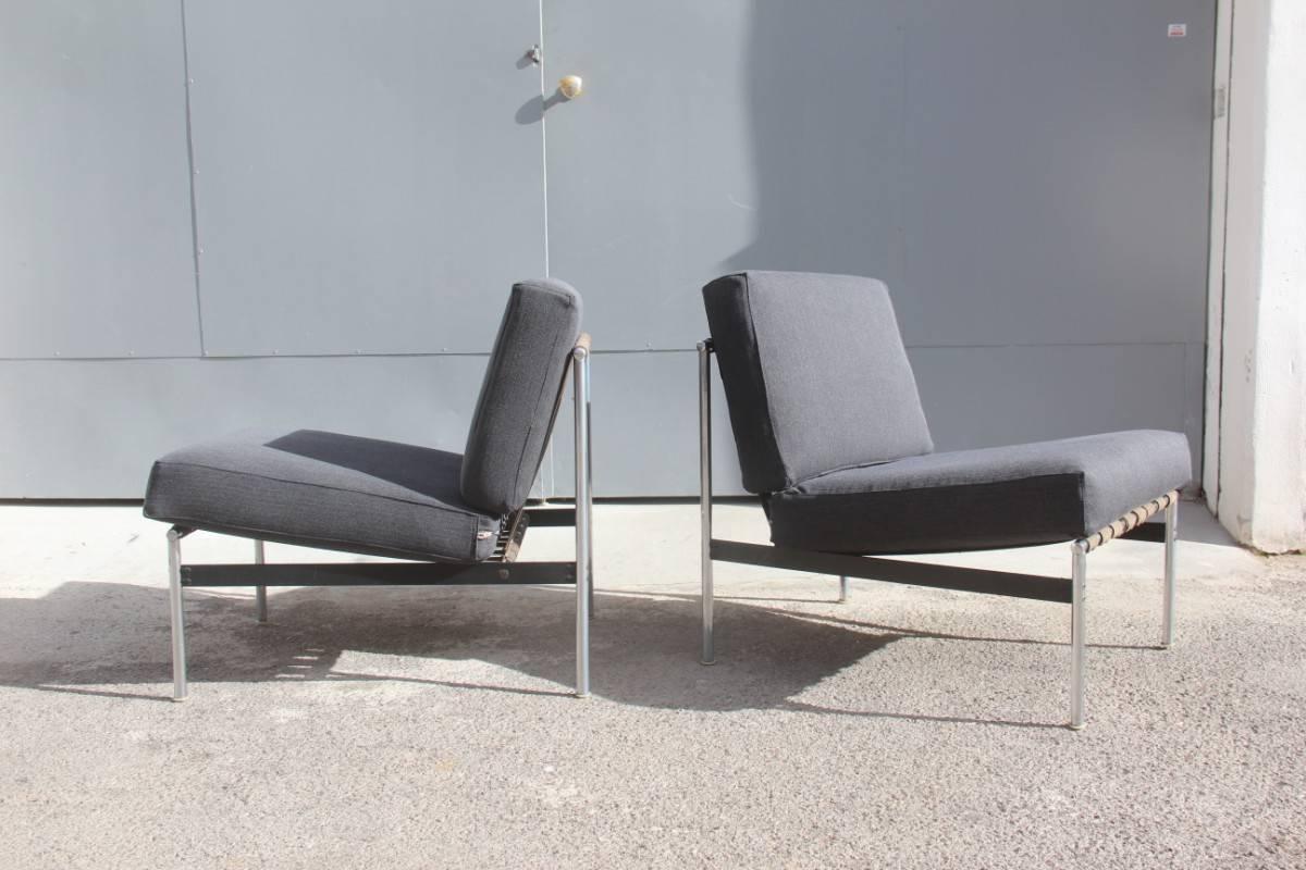 Knoll Chair 1960s Design Minimal and Razionalist Fabric Metal  2