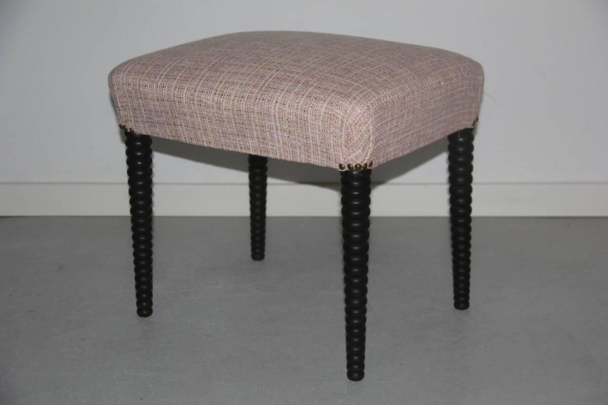 Italian Stool Mid century modern design Fabric and wool  In Excellent Condition For Sale In Palermo, Sicily