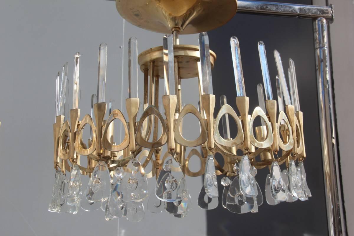 Pair of midcentury design chandelier Gaetano Sciolari design.