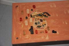 Enrico Baj Attributed Coffe Table in resina e metallo Metà secolo moderno