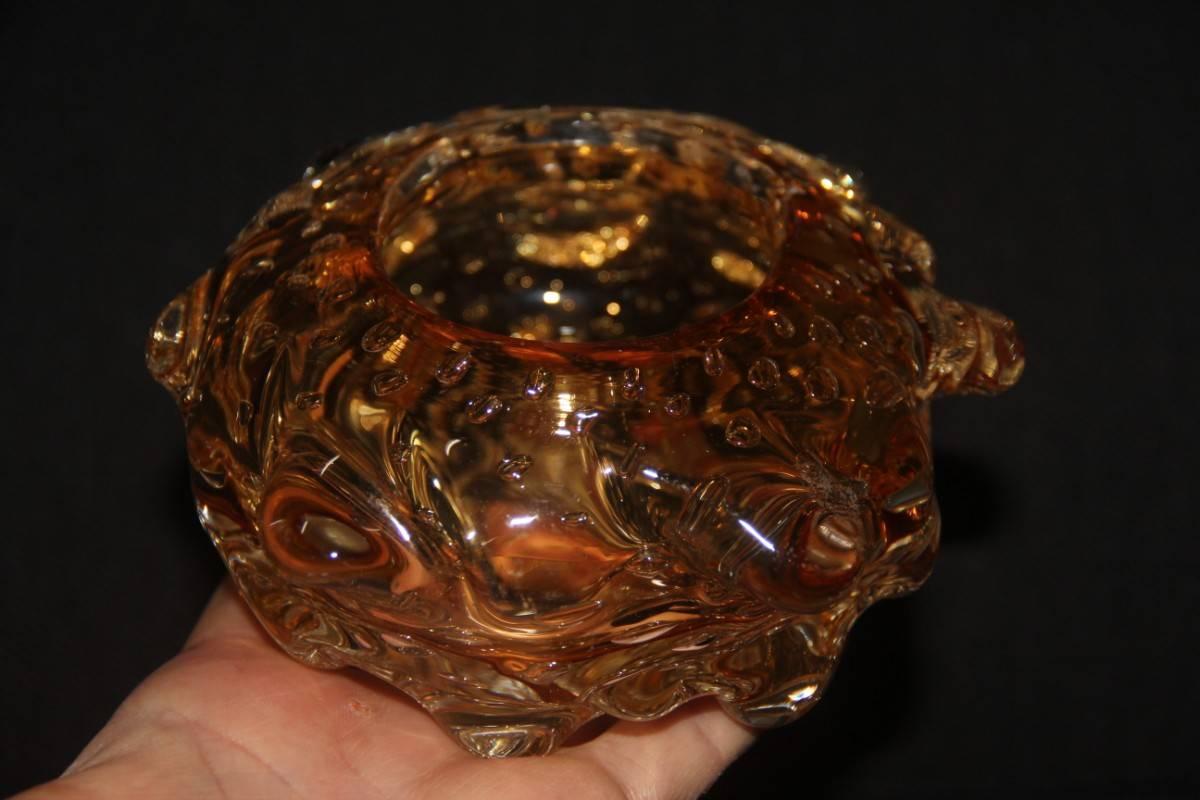 Murano Glass Yellow Murano Art Glass Bowl Italian Design For Sale