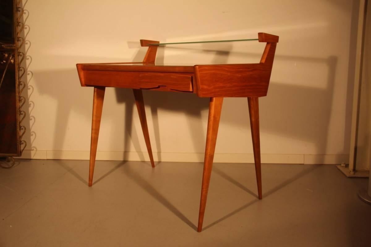 Desk Mid-Century Modern Italian Design in Birch 1950s Geometric Form 4