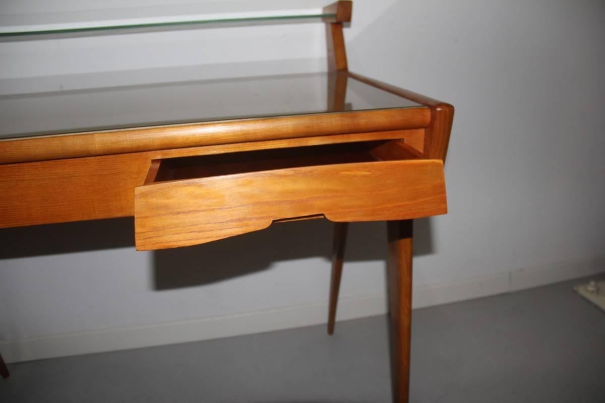 Desk Mid-Century Modern Italian Design in Birch 1950s Geometric Form 1