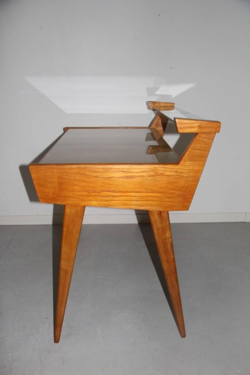 Desk Mid-Century Modern Italian Design in Birch 1950s Geometric Form 3