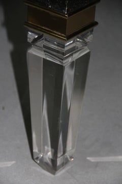 Polycarbonate Table Coffee, Brass 1970s Faux Marble, possibly Maison Jansen