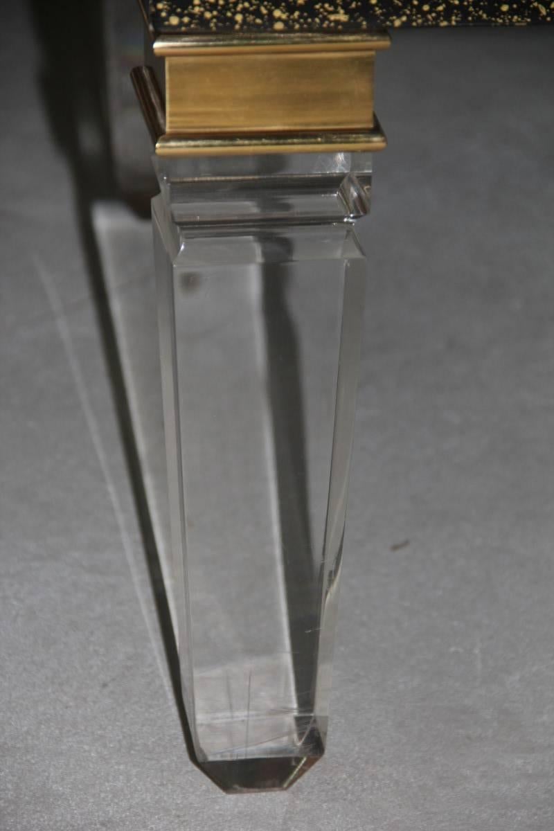Polycarbonate Table Coffee, Brass 1970s Faux Marble, possibly Maison Jansen For Sale 2