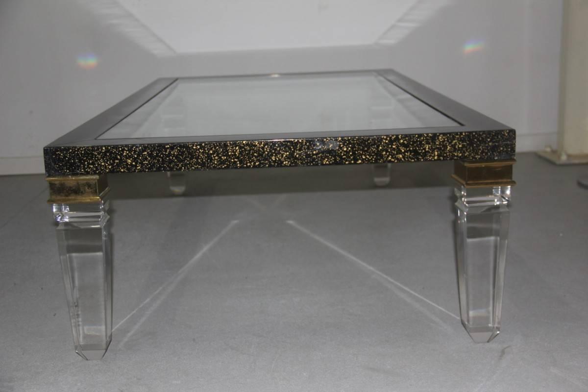 Polycarbonate Table Coffee, Brass 1970s Maison Jansen Attributed Faux Marble  For Sale 4