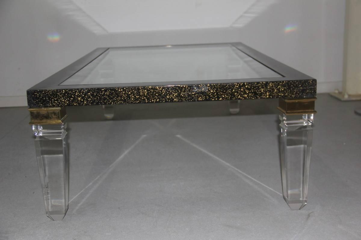Polycarbonate Table Coffee, Brass 1970s Faux Marble, possibly Maison Jansen For Sale 4