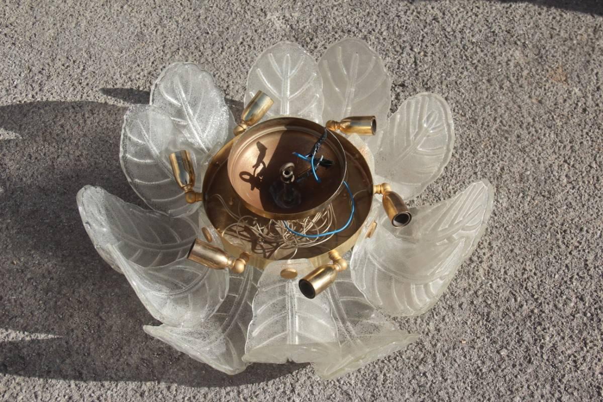 Murano Glass Ceiling Lamp 1970 a Large Flower Made in Italy 1