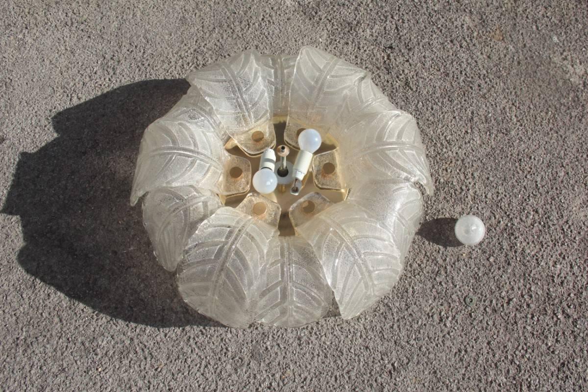 Late 20th Century Murano Glass Ceiling Lamp 1970 a Large Flower Made in Italy