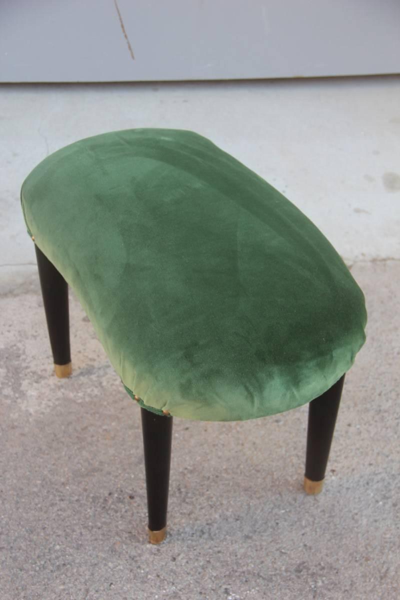 Mid-20th Century Italian Design Stool Green Velvet