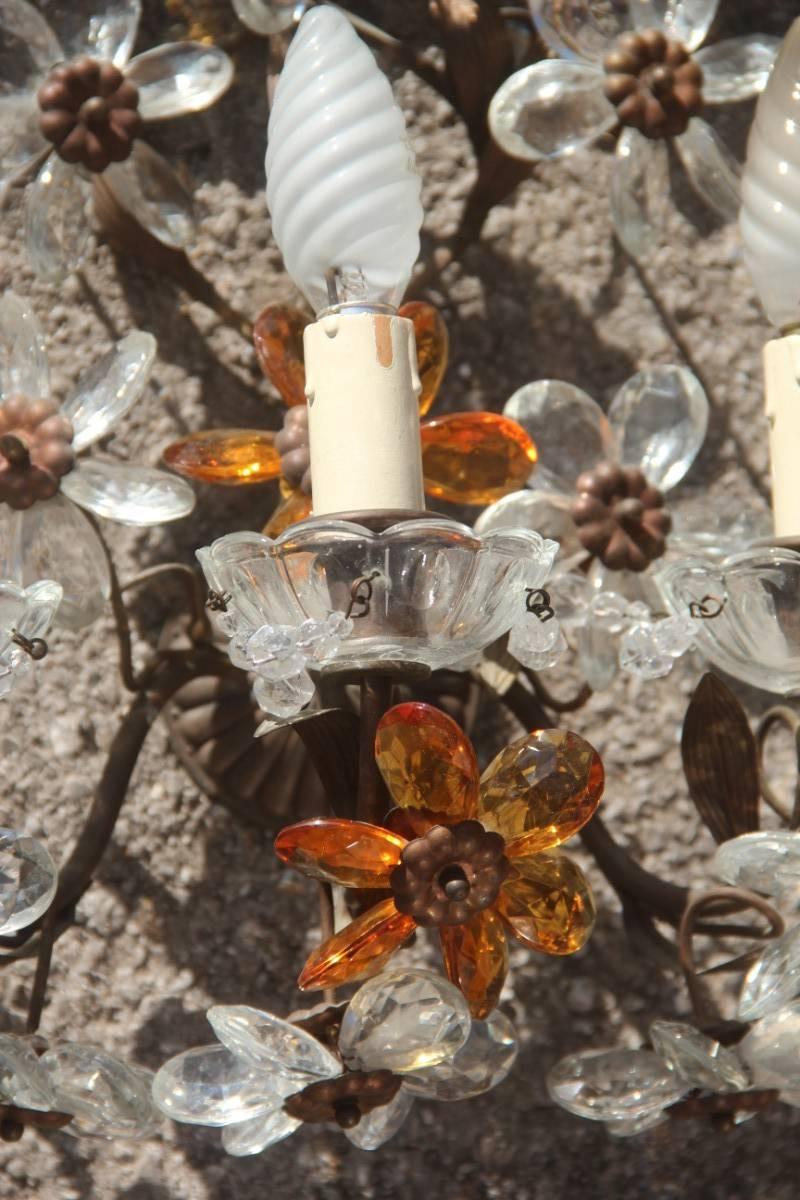 Pair of French Midcentury Crystal Sconces Mid-Century Design In Good Condition In Palermo, Sicily