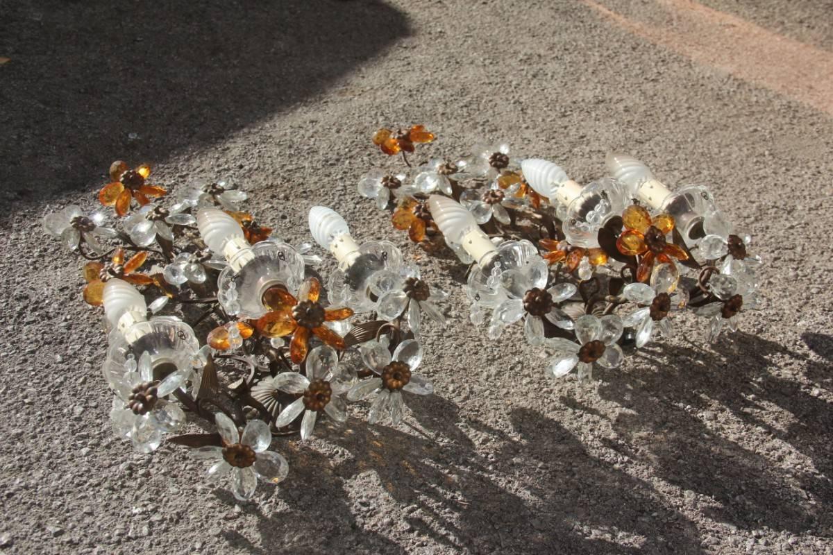 Pair of French Midcentury Crystal Sconces Mid-Century Design 2