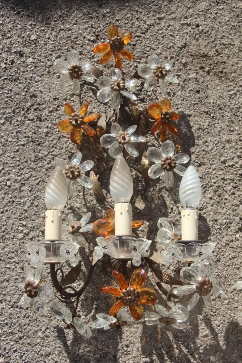 Pair of French Midcentury Crystal Sconces Mid-Century Design 4