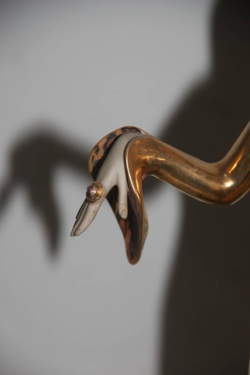 Capodimonte-Skulptur Frau Vamp 1970er Jahre Italienisches Design Gold Schwarz  (Moderne) im Angebot