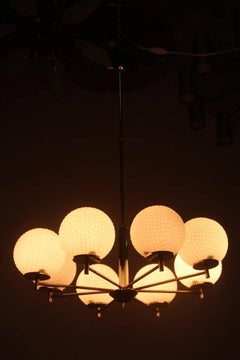 Italian Chandelier glass balls and brass Mid century modern