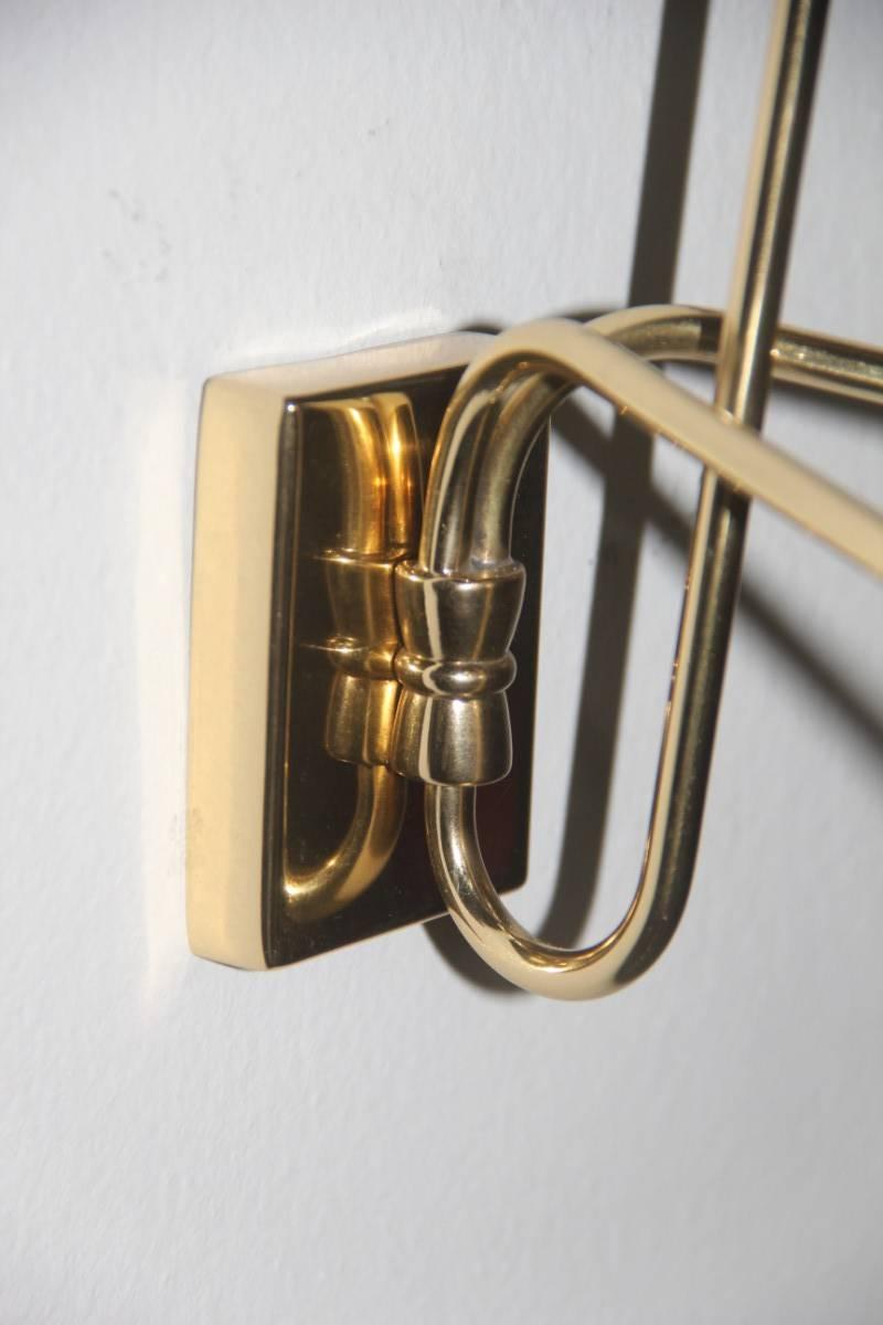 European Mid-Century Italian Sconce Brass Gold Murano Glass 1950s Arredoluce Style For Sale