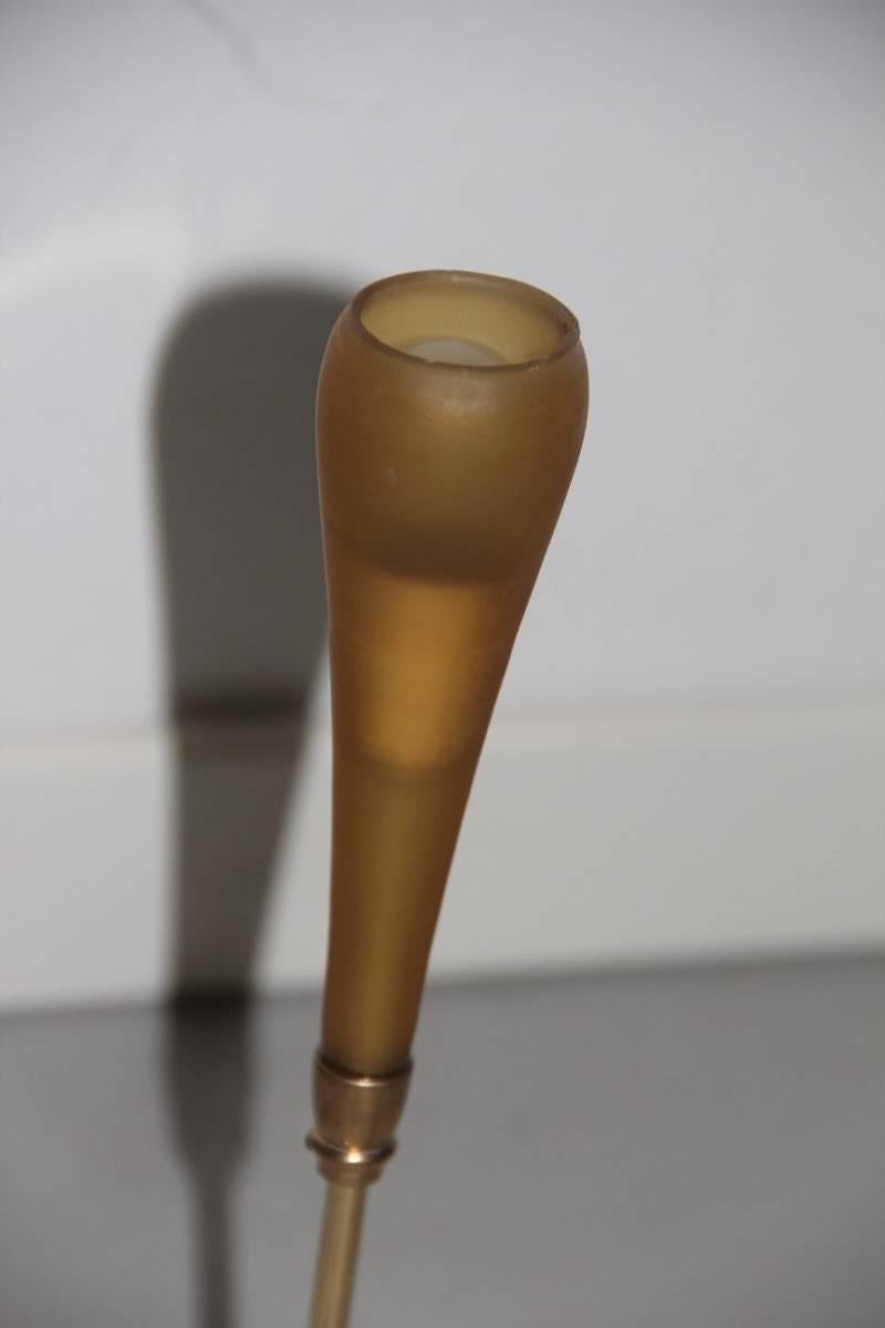 Mid-Century Italian Sconce Brass Gold Murano Glass 1950s Arredoluce Style  For Sale 2