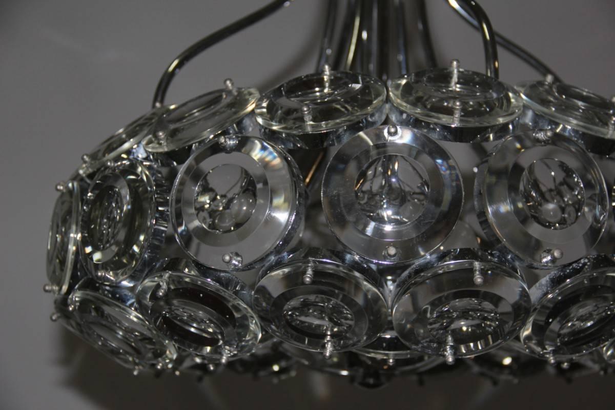 Lustre Pop Art italien de Torlasco de l'ère spatiale, verres en verre, années 1970 en vente 1