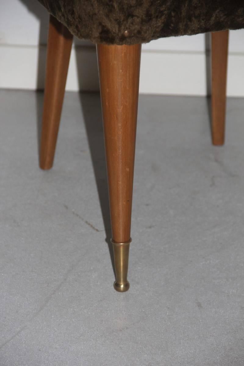 Particular Chair Italian design very chic, cherrywood, dark green chenille fabric, special brass foot.