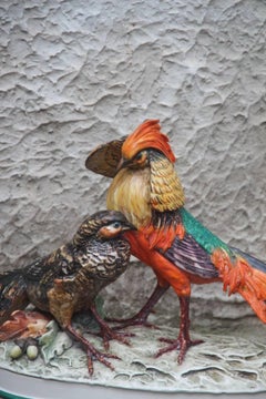 Escultura Faisanes Porcelana Guido Cacciapuoti