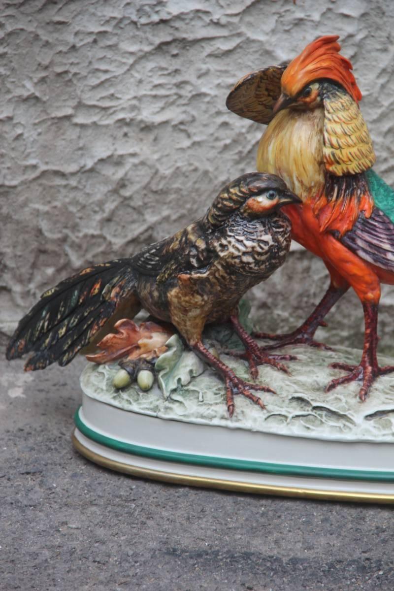 Mid-Century Modern Sculpture « Pheasants » en porcelaine de Guido Cacciapuoti en vente