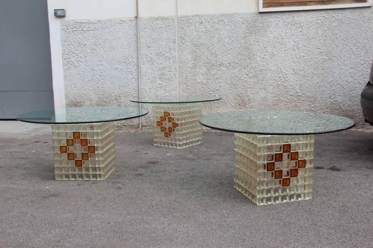 Late 20th Century Albano Poli Table Coffe Poliarte Design Made in Italy Ice Glass Transparent 