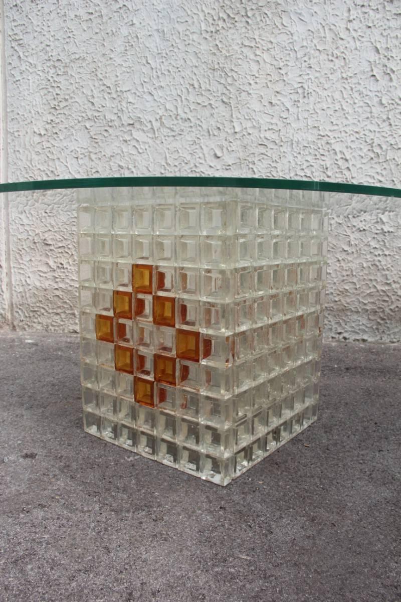 Murano Glass Albano Poli Table Coffe Poliarte Design Made in Italy Ice Glass Transparent 