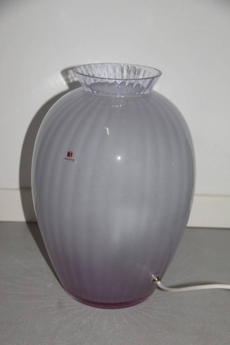 Table Lamp in the Shape of Vase Carlo Moretti Murano Art Glass, 1970 In Excellent Condition For Sale In Palermo, Sicily