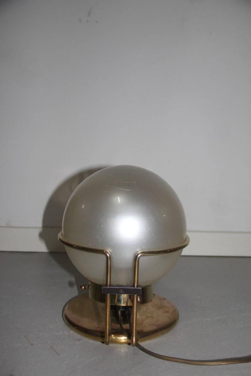 Italian Table Lamp Brass and Glass Valenti Design 1970 For Sale 1