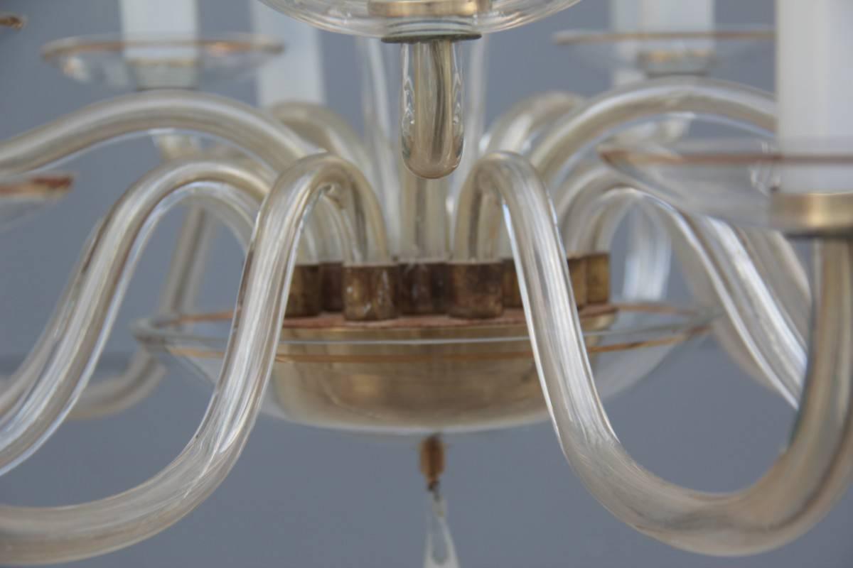 Milieu du XXe siècle Élégant lustre italien en verre de Murano très chic en vente