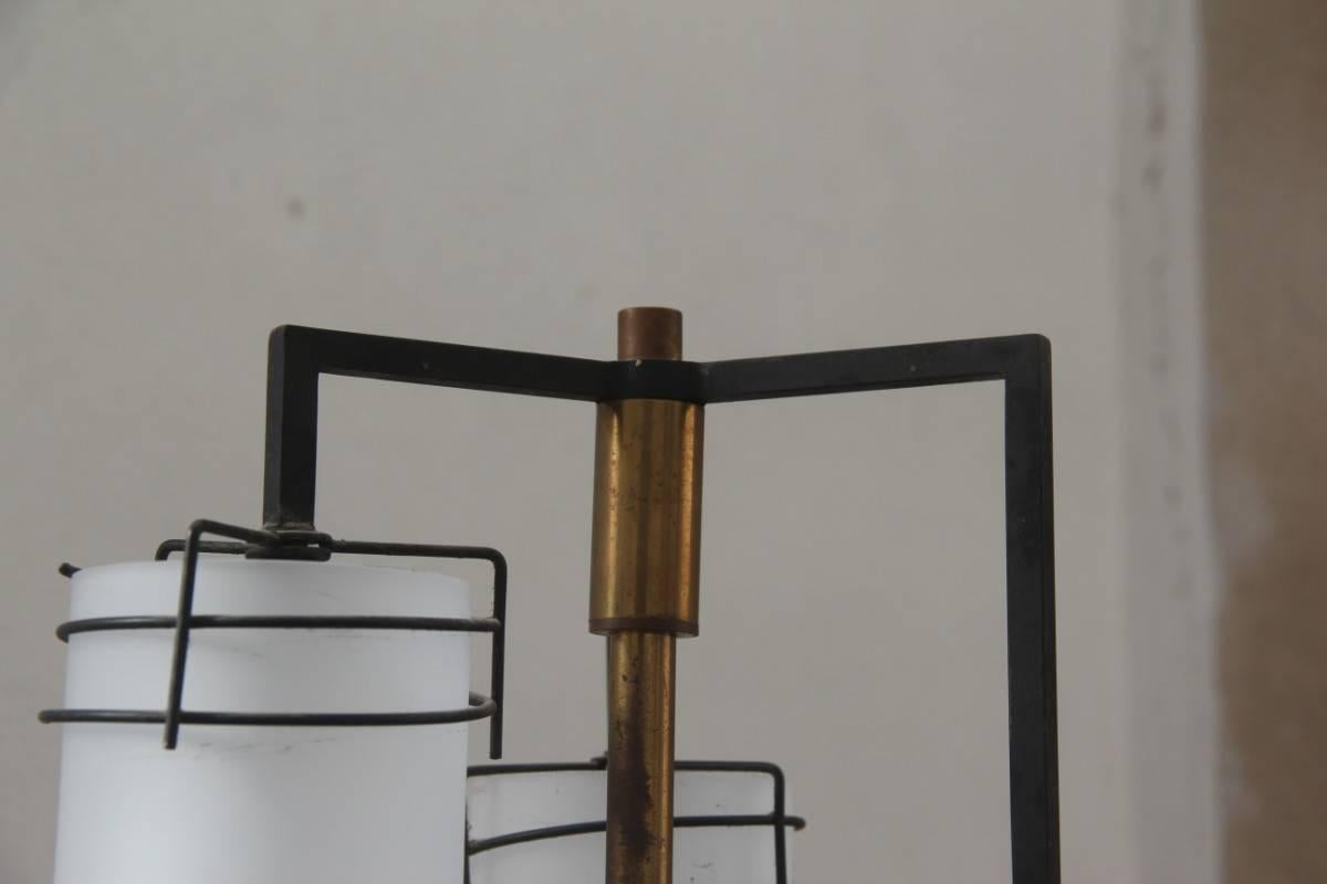 Italian Midcentury Design Floor Lamp Glass Brass , Stilnovo Attributed For Sale 2