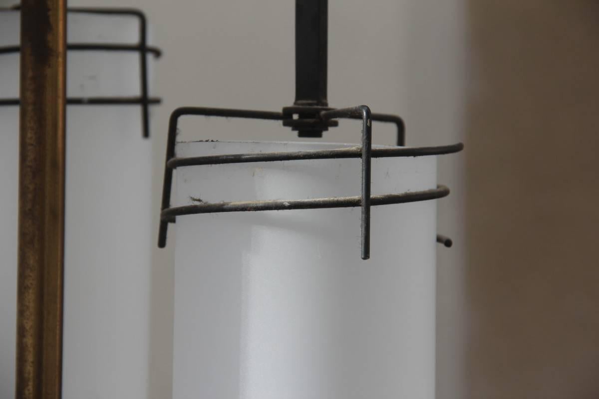 Italian Midcentury Design Floor Lamp Glass Brass , Stilnovo Attributed For Sale 3