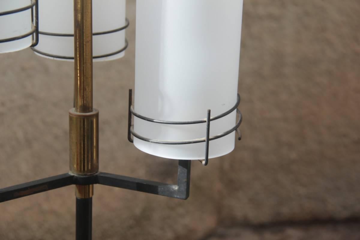 Metal Italian Midcentury Design Floor Lamp Glass Brass , Stilnovo Attributed For Sale