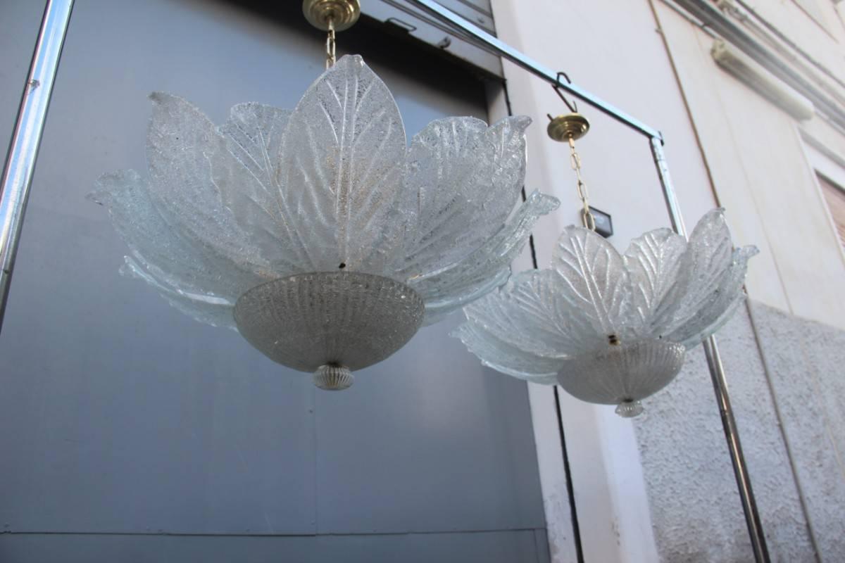 Round Pair of Chandelier Murano Art Glass, 1970s Flower Italian Design  6