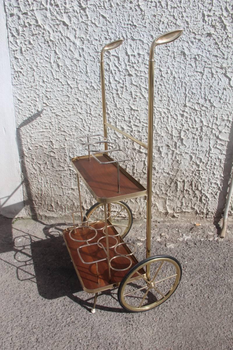 Trolley Bar Cart Handles Golf Club Mid-Century Modern Italian Design  In Good Condition For Sale In Palermo, Sicily