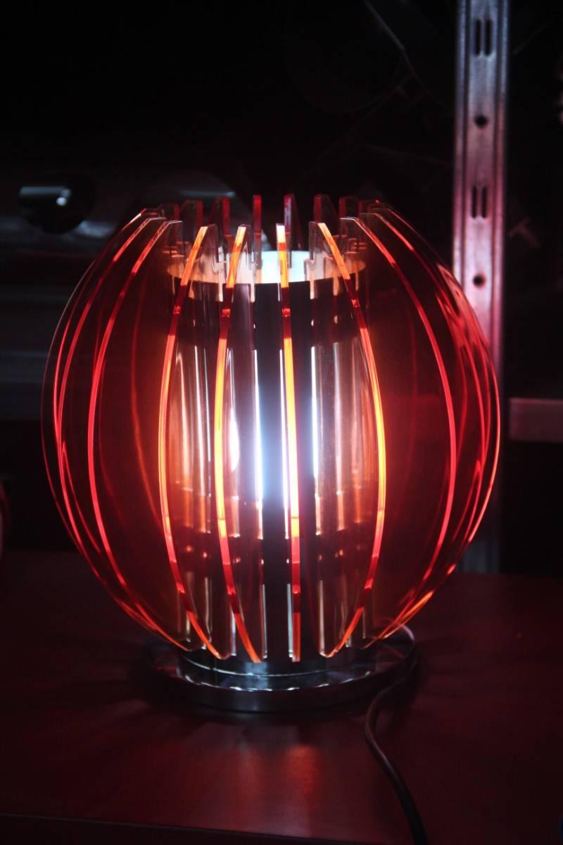 Chrome Table Lamp Red Perspex Design 1970s Pop Art Italian design  For Sale