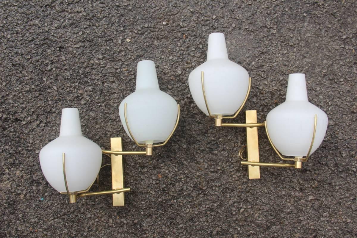 Pair of Sconces Stilnovo Design 1960s Made in Italy In Excellent Condition For Sale In Palermo, Sicily