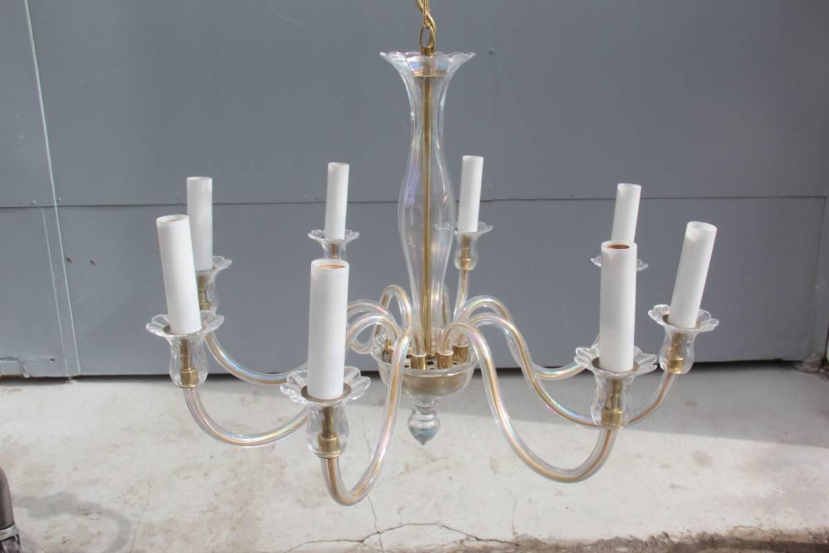 Brass Elegant Crystal Chandelier Minimal and Elegant Design For Sale