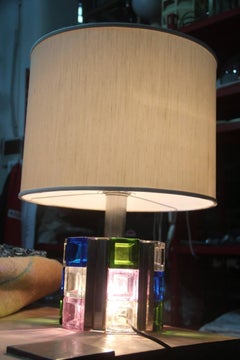 Poliarte-Tischlampe aus kubischem Eisglas, Albano Poli, 1970er Jahre