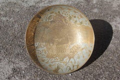 Brass Bowl with Engravings and Oriental Enamels